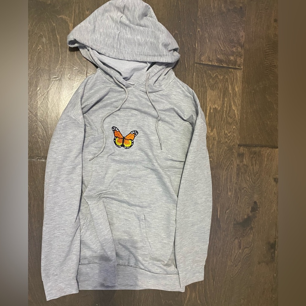 Butterfly hoodie gray women’s small